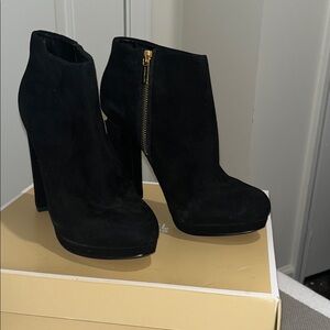 Michael Kors Black Ankle Booties with Gold Zipper